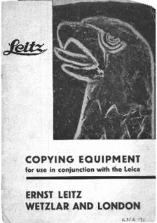 Leica Copying manual. Camera Instructions.